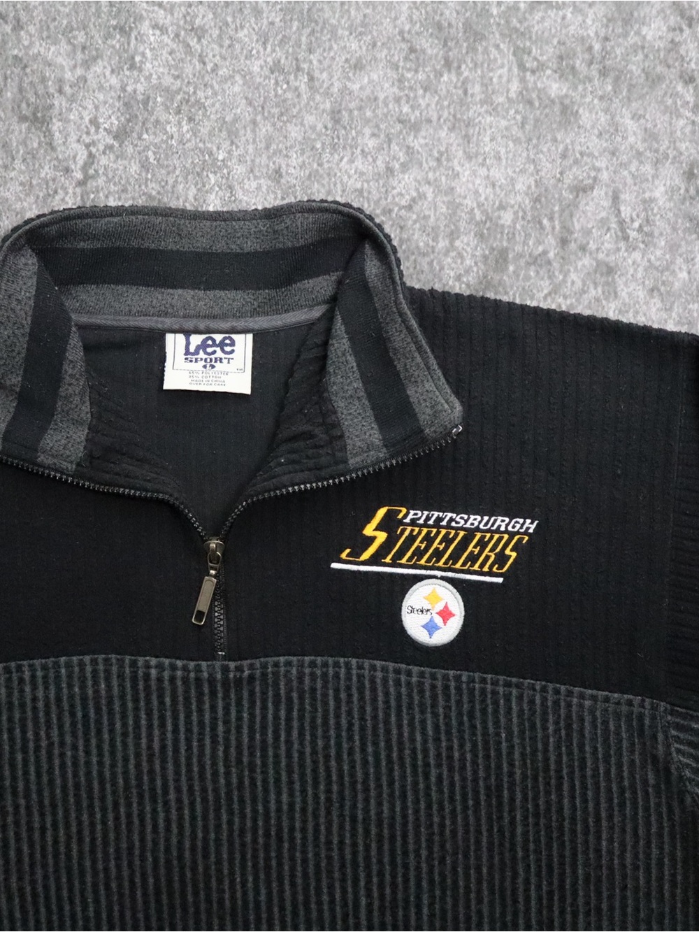 Vintage Pittsburgh Steelers Lee Sport 1/4 Zip Pullover Sweater Knit Size L NFL - Picture 2 of 5